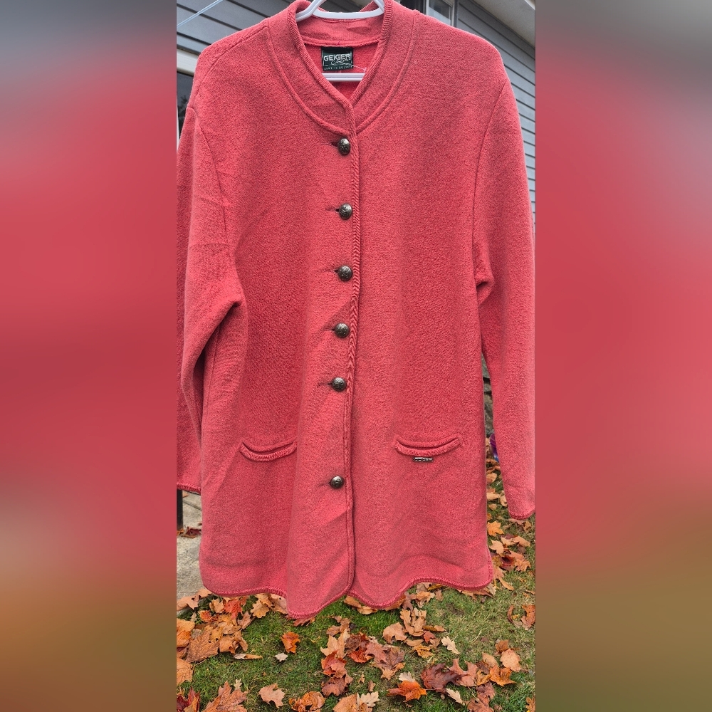 Geiger Smiley Boiled Wool Coat Sz.40 M-L Peach